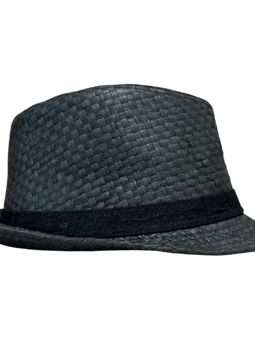 Peter Grimm Fedora Hat S/M Black Textured Straw Pinched Crown Classic Style